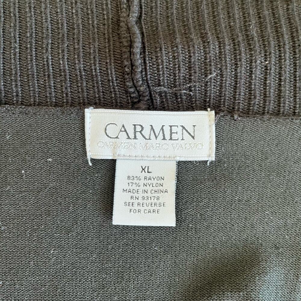 Carmen Marc Valvo Cardigan Women's XL Black Gold Zipper Cuffs Dressy Topper - Picture 9 of 10